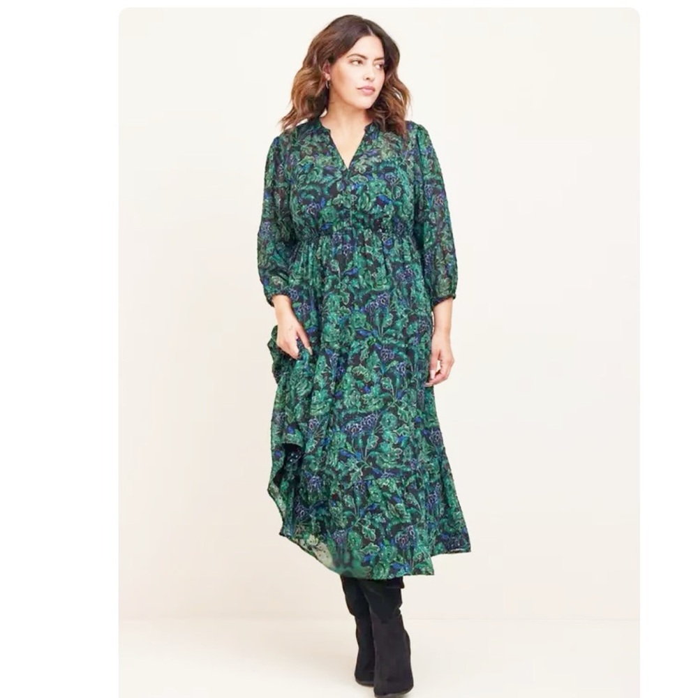 Torrid Maxi Chiffon Clip Dot Pleated Dress
